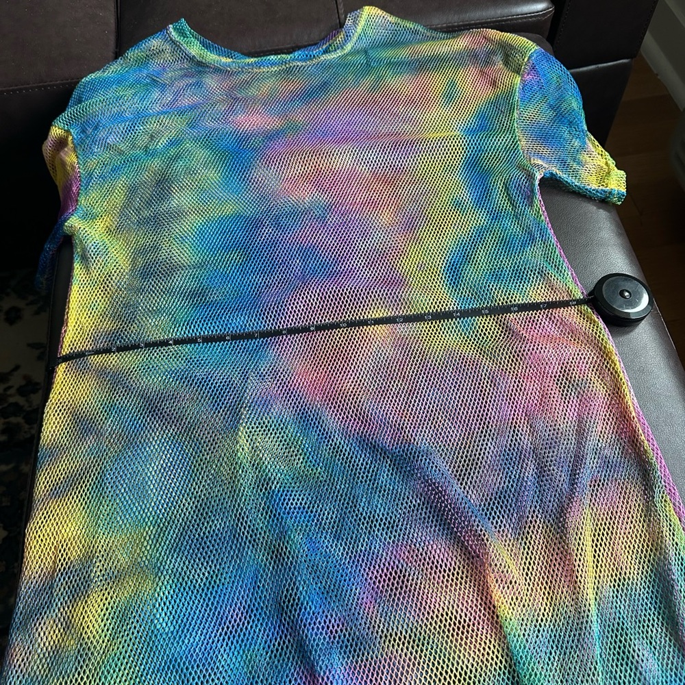 Colorful Tie-Dye Mesh Dress/Long Shirt for Festivals, Raves, EDM, etc - Picture 6 of 7
